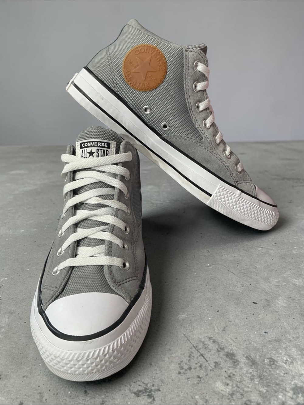 Converse Gray High Top Sneakers with White Soles